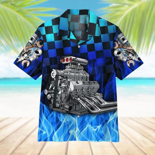 Gearhuman 3D Blue Fire Hot Rod Hawaii Shirt - Image 11