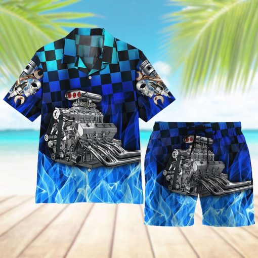 Gearhuman 3D Blue Fire Hot Rod Hawaii Shirt - Image 9