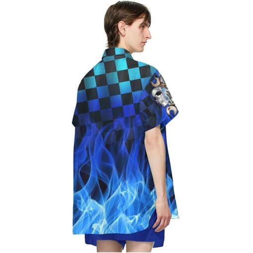 Gearhuman 3D Blue Fire Hot Rod Hawaii Shirt - Image 7