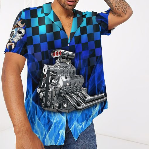Gearhuman 3D Blue Fire Hot Rod Hawaii Shirt - Image 5