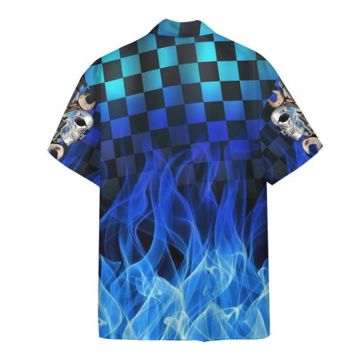 Gearhuman 3D Blue Fire Hot Rod Hawaii Shirt - Image 3