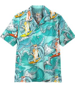 Gearhuman 3D Cat Surfing Hawaii Shirt