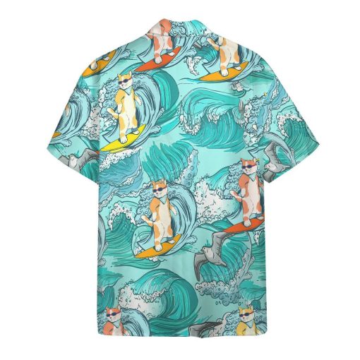 Gearhuman 3D Cat Surfing Hawaii Shirt - Image 2