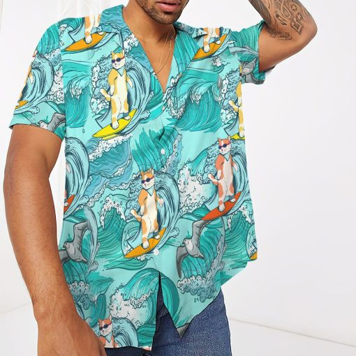 Gearhuman 3D Cat Surfing Hawaii Shirt - Image 4