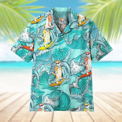 Gearhuman 3D Cat Surfing Hawaii Shirt - Image 5