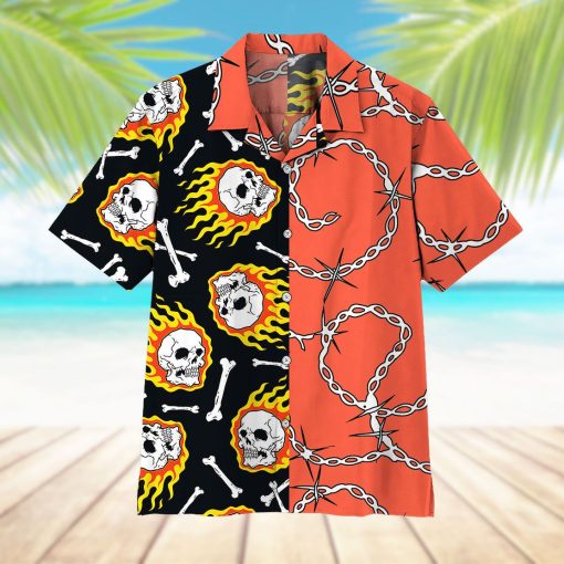 Gearhuman 3D Fire Skull Hawaii Shirt - Image 5