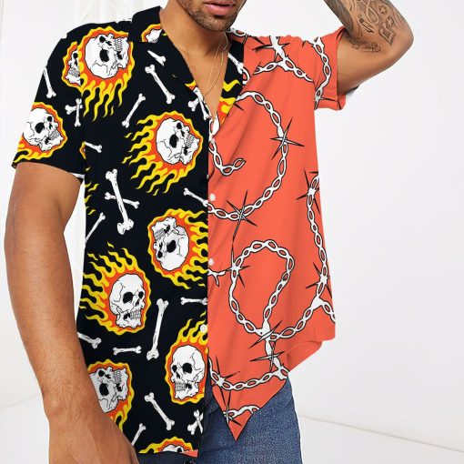 Gearhuman 3D Fire Skull Hawaii Shirt - Image 3