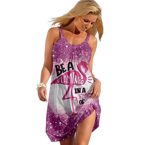 Gearhuman 3D Be A Flamingo In A Flock Of Pigeons Twinkle Beach Dress 2 Gearhuman 3D Be A Flamingo In A Flock Of Pigeons Twinkle Beach Dress - Image 2