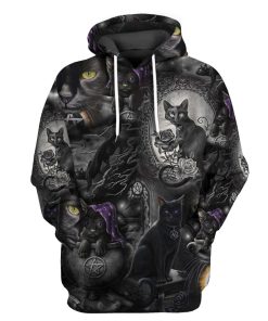 Gearhuman 3D Black Cat Tshirt Hoodie Apparel