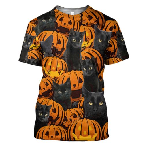 Gearhuman 3D Black Cat And Pumpkin Tshirt Hoodie Apparel 3 Gearhuman 3D Black Cat And Pumpkin Tshirt Hoodie Apparel - Image 3