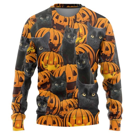 Gearhuman 3D Black Cat And Pumpkin Tshirt Hoodie Apparel 2 Gearhuman 3D Black Cat And Pumpkin Tshirt Hoodie Apparel - Image 2