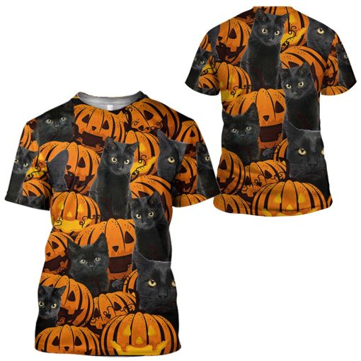 Gearhuman 3D Black Cat And Pumpkin Tshirt Hoodie Apparel 7 Gearhuman 3D Black Cat And Pumpkin Tshirt Hoodie Apparel - Image 7
