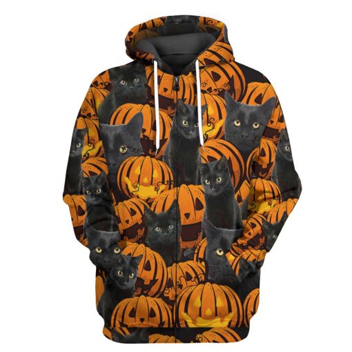 Gearhuman 3D Black Cat And Pumpkin Tshirt Hoodie Apparel 4 Gearhuman 3D Black Cat And Pumpkin Tshirt Hoodie Apparel - Image 4