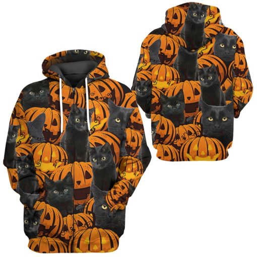 Gearhuman 3D Black Cat And Pumpkin Tshirt Hoodie Apparel 8 Gearhuman 3D Black Cat And Pumpkin Tshirt Hoodie Apparel - Image 8