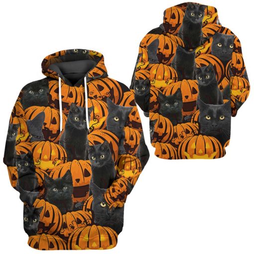 Gearhuman 3D Black Cat And Pumpkin Tshirt Hoodie Apparel 5 Gearhuman 3D Black Cat And Pumpkin Tshirt Hoodie Apparel - Image 5