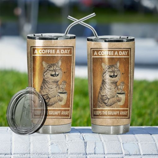 Gearhuman 3D A Coffee A Day Cat Tumbler - Image 5