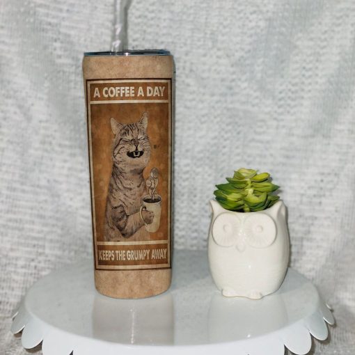 Gearhuman 3D A Coffee A Day Cat Tumbler - Image 7