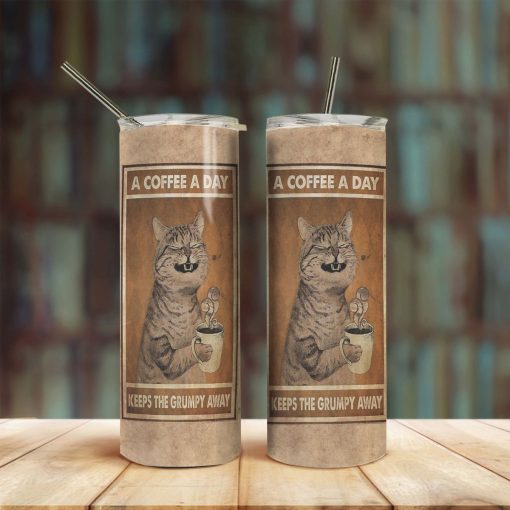 Gearhuman 3D A Coffee A Day Cat Tumbler - Image 6