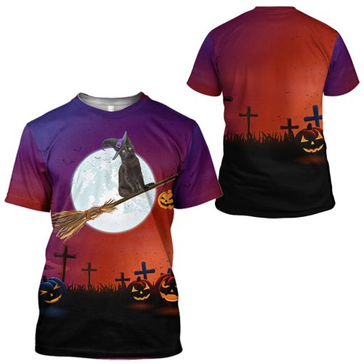 Gearhuman 3D Black Cat Witch Tshirt Hoodie Apparel - Image 7