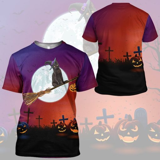 Gearhuman 3D Black Cat Witch Tshirt Hoodie Apparel - Image 11