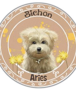 Gearhuman 3D Dog Aries Zodiac Sign Custom Name Round Rug