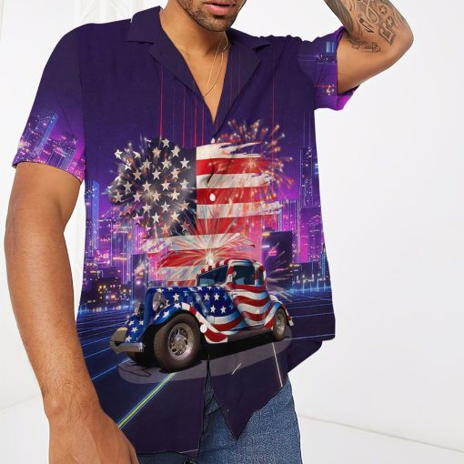 Gearhuman 3D American Flag Hot Rod Hawaii Shirt 3 Gearhuman 3D American Flag Hot Rod Hawaii Shirt ZK2206213 Short Sleeve Shirt