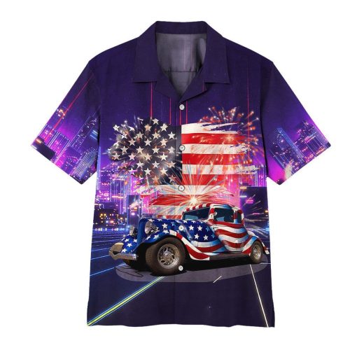 Gearhuman 3D American Flag Hot Rod Hawaii Shirt 1 Gearhuman 3D American Flag Hot Rod Hawaii Shirt ZK2206213 Short Sleeve Shirt Short Sleeve Shirt S