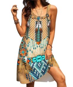 Gearhuman 3D American Native Traditional Sleeveless Beach Dress ZK2306216 Beach Dress Beach Dress S