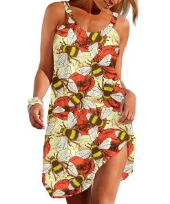 Gearhuman 3D Bee Sleeveless Beach Dress ZZ0306212 Beach Dress Beach Dress S 