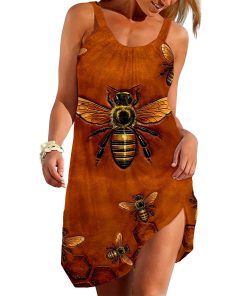 Gearhuman 3D Bee Sleeveless Beach Dress ZZ0306213 Beach Dress Beach Dress S 