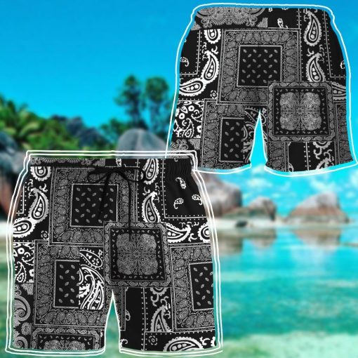Gearhuman 3D Black Multiple Paisley Bandanas Shorts 6 Gearhuman 3D Black Multiple Paisley Bandanas Shorts ZK3105214 Men Shorts
