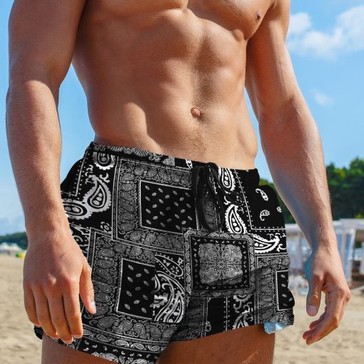 Gearhuman 3D Black Multiple Paisley Bandanas Shorts 4 Gearhuman 3D Black Multiple Paisley Bandanas Shorts ZK3105214 Men Shorts