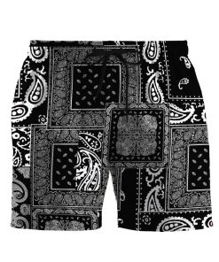 Gearhuman 3D Black Multiple Paisley Bandanas Shorts ZK3105214 Men Shorts Beach Shorts / S