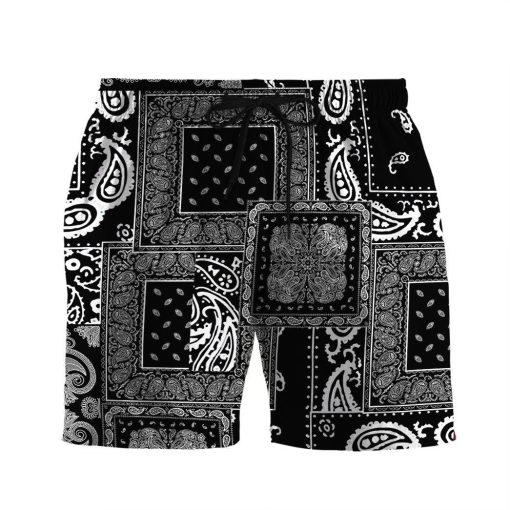 Gearhuman 3D Black Multiple Paisley Bandanas Shorts 1 Gearhuman 3D Black Multiple Paisley Bandanas Shorts ZK3105214 Men Shorts Beach Shorts / S