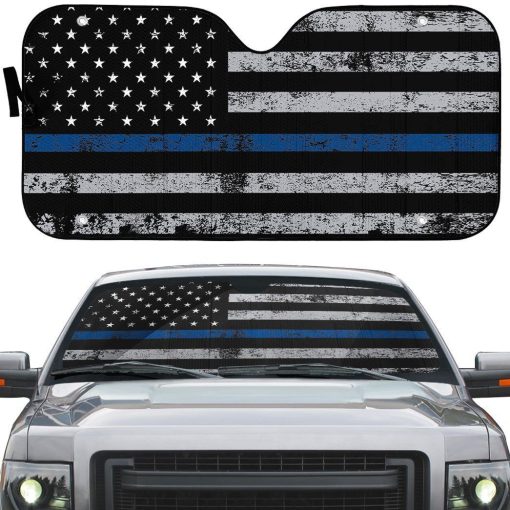 Gearhuman 3D Blue Thin Line American Flag Auto Sunshade ZK2805218 Auto Sunshade