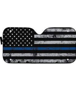 Gearhuman 3D Blue Thin Line American Flag Auto Sunshade ZK2805218 Auto Sunshade 57''x27.5''