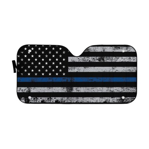 Gearhuman 3D Blue Thin Line American Flag Auto Sunshade ZK2805218 Auto Sunshade 57''x27.5''