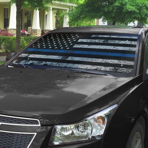 Gearhuman 3D Blue Thin Line American Flag Auto Sunshade ZK2805218 Auto Sunshade