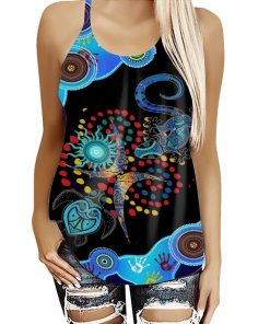 Gearhuman 3D Blue Turtule Lizard Cross Tank Top ZK2806219 Cross Tank Top Cross Tank Top S 