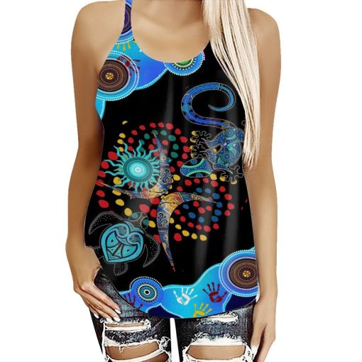 Gearhuman 3D Blue Turtule Lizard Cross Tank Top ZK2806219 Cross Tank Top Cross Tank Top S