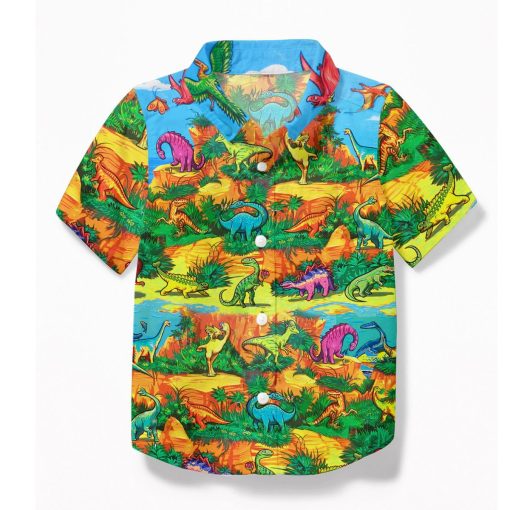 Gearhuman 3D Dinosaur Kid Hawaii Shirt ZZ07072175 Kid Hawaii Shirt Kid Hawaii Shirt XS