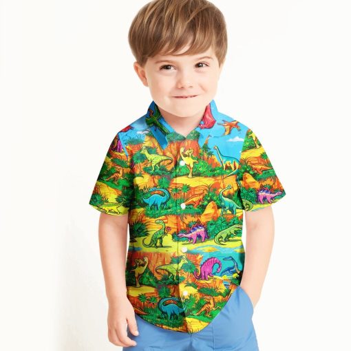 Gearhuman 3D Dinosaur Kid Hawaii Shirt 4 Gearhuman 3D Dinosaur Kid Hawaii Shirt ZZ0707219 Short Sleeve Shirt