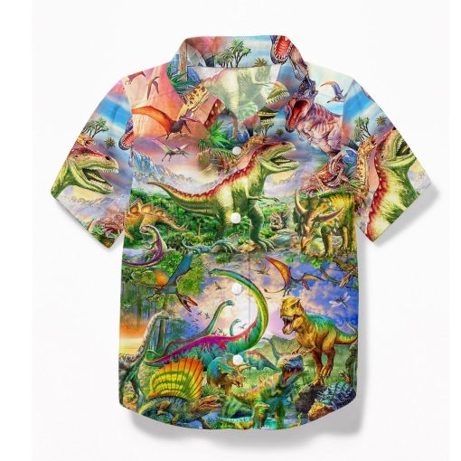 Gearhuman 3D Dinosaur Kids Hawaii Shirt ZZ24062192 Kid Hawaii Shirt Kid Hawaii Shirt XS