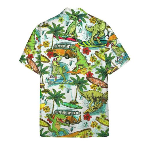 Gearhuman 3D Dinosaur Surfing Hawaii Shirt ZZ0707213 Short Sleeve Shirt