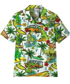 Gearhuman 3D Dinosaur Surfing Hawaii Shirt ZZ0707213 Short Sleeve Shirt Short Sleeve Shirt S