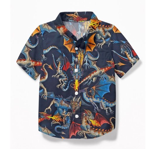 Gearhuman 3D Dragon Hawaii Shirt ZZ0507219 Short Sleeve Shirt Kid Hawaii Shirt XS