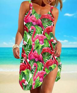 Gearhuman 3D Flamingo Sleeveless Beach Dress ZK0806212 Beach Dress 