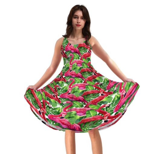 Gearhuman 3D Flamingo Women Dress ZK17062111 Women Dress Women Dress XS