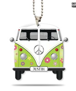Gearhuman 3D Flowered Hippie Van Custom Name Car Hanging GW1806216 Car Hanging Car Hanging/1 Pack 