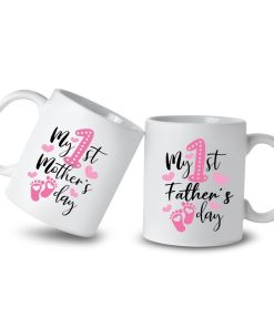Gearhumans [Best Gift For Father's Day] 3D Combo My 1st Mother & FatherDay Custom Name & Custom Number Mug GV26031 Mug Father 11oz